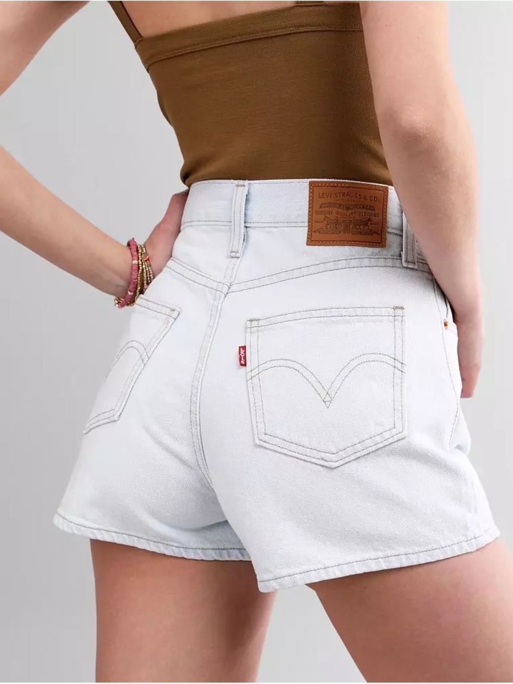 Levi's Light Blue Premium Denim Shorts, Wide Leg